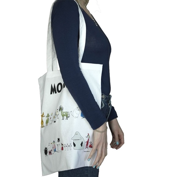 Moomin Bag 100% Cotton Tote Shopper White Multicolor - Picture 2 of 13